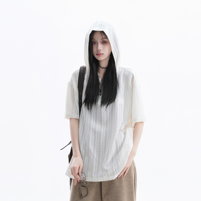 【Sit and Eat and the Mountain Will Empty】Street Retro Unisex Style Diamond Texture Hoodie Short-Sleeved Summer Design T-Shirt