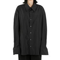  (Sitting and eating mountain air)Korean casual loose niche white simple ultra-long solid color loose black shirt men and women