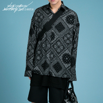  (Sitting and eating mountain air)Korean cashew flower print loose lapel jacket Mens trendy hip-hop street shirt shirt