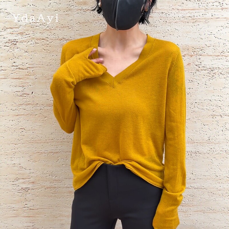 Shigelan Solid Color V-Neck Sweater for Women 2026 Autumn New 62947 Lazy Style Loose Skin-Friendly Knitwear H28 Shigelan Solid Color V-Neck Sweater for Women 2026 Autumn New 62947 Lazy Style Loose Skin-Friendly Knitwear H28