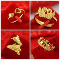 Jinmanduo love star Crown girl ring brass gilded double Swan Phoenix female ring does not fade for a long time