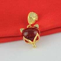 Ruby fox pendant female water drill zircons stone Peach Blossom Item Pendant E71A brass ornament MicroShang Dynasty