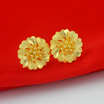 F208 brass gilded small stud earrings female mini flower earrings birthday gift Vietnam placer gold jewelry