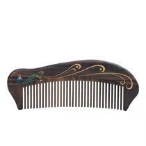 Sandalwood comb lacquer art comb bird feather two natural wood comb creative gift for girlfriend couple straight hair comb massage comb