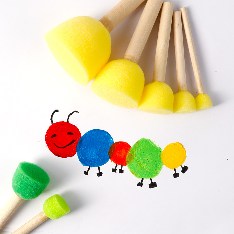 Round sponge seal paint brush rubbing children's art tools painting material graffiti mushroom stick painting brush