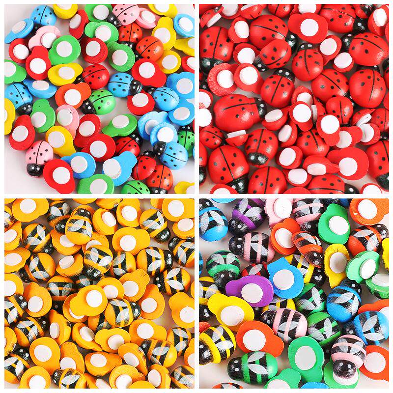 Wooden Ladybug Micro-Landscape Ornaments, Little Bees, Handmade DIY Beetles, Mini Insect Decoration Materials and Accessories