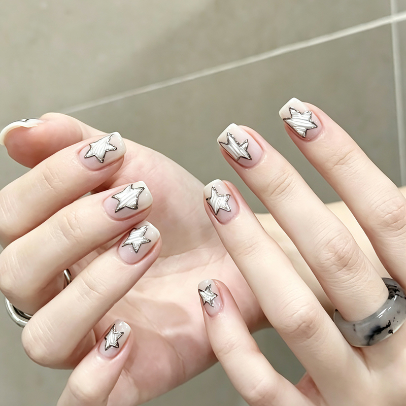 Star and Moon Serenity Cool Moon White Wearable Nail Art Stickers Handmade Finished Product Brightening Removable Commuting Nails