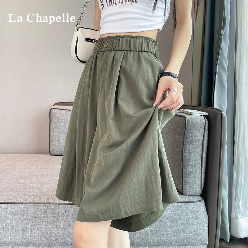 ラ・シャペル アイスシルク ヤマモト ショートパンツ レディース 2025年夏新作 ハイウエスト カジュアル ワイドレッグパンツ 5点スカートパンツ