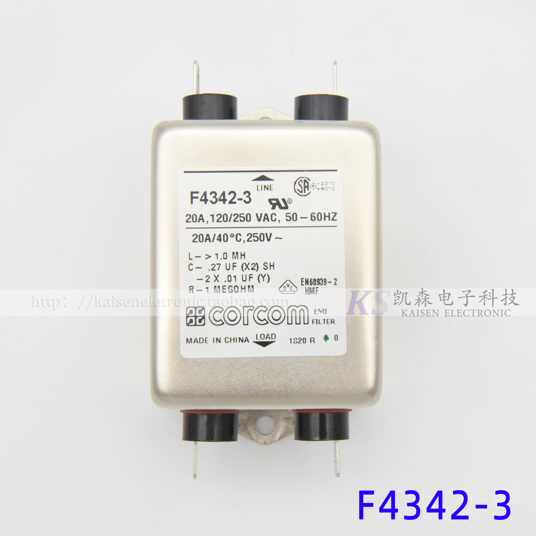 F4342-3 20A ecstasy stage light equipment Corcom VDE UL CSA anti-interference filter