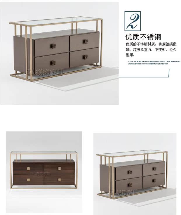 Sản phẩm mới đơn giản và hiện đại hiên bàn tường tủ trang trí tủ thép không gỉ vàng lưu trữ tủ biệt thự câu lạc bộ đồ nội thất - Bàn / Bàn bàn gỗ nguyên khối