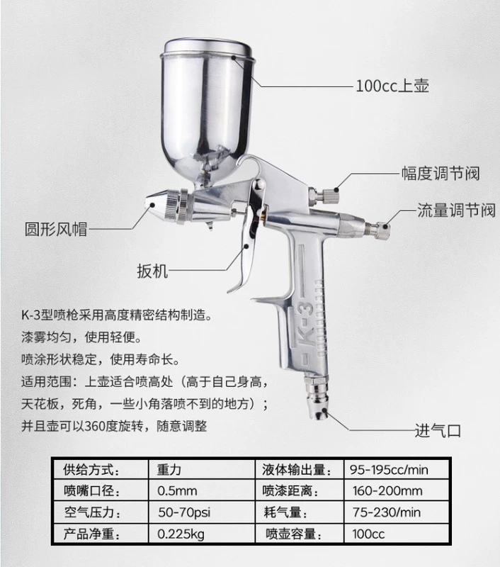 súng phun sơn mini cầm tay Quốc Gia Miễn Phí Vận Chuyển Nhỏ Xịt K3 Xịt 0.5 Cỡ Nòng Da Sửa Chữa Xịt Diện Tích Nhỏ Sửa Chữa K3 Sơn súng hướng dẫn sử dụng súng phun sơn súng sơn tĩnh điện mini