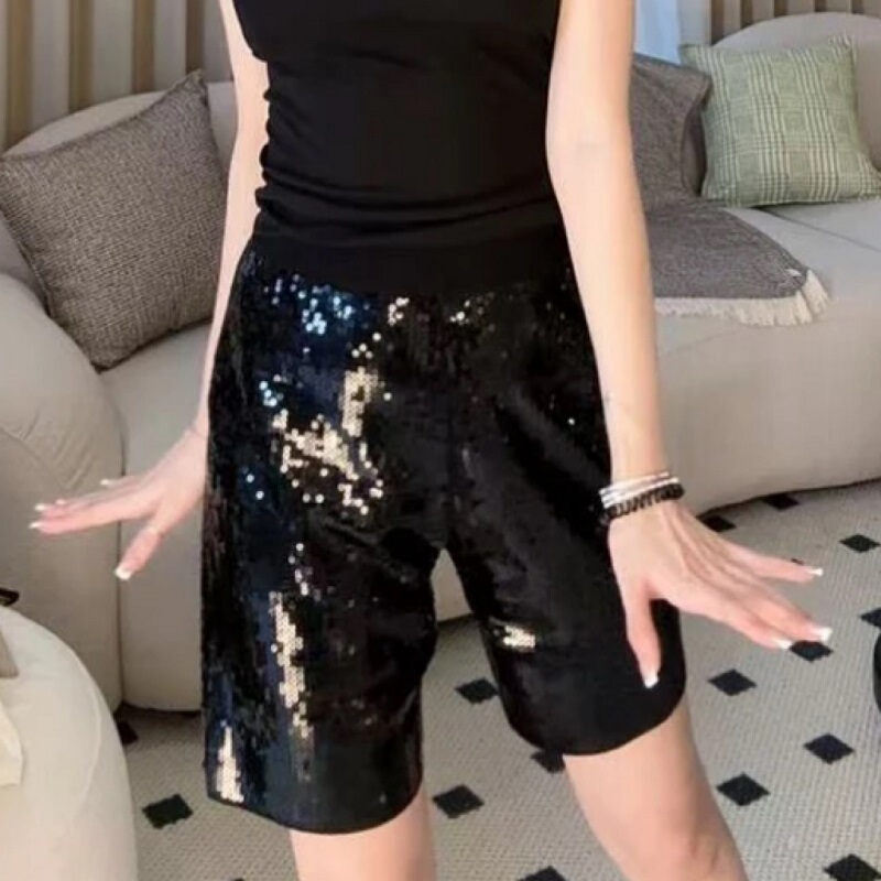 Summer New Heavy-Duty Sequin Shorts for Women, Shiny and Versatile, Internet Celebrity Style, Starry Sky Shorts, Half Pants