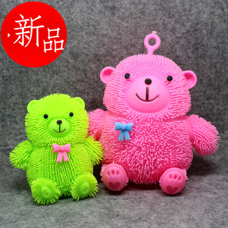 Ground Stall Hot Selling Knee-hard Toy Flash Luminous Ball Cute Collar Knot Nod Small Number Sit Bear Whole Person Decompression Paparazzi New Pint