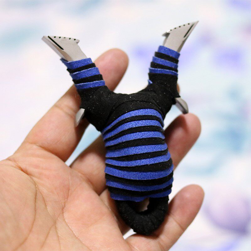 New blue-style butterfly line cutting flat leather free tied oblique grip flying dragon stainless steel sword slingshot athletic Suzaku bomber