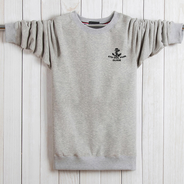 Áo len thể thao mùa đông size lớn áo len nam cộng với nhung dày thêm cổ tròn lớn cotton dài tay ấm áo thun size lớn áo thun đen nam