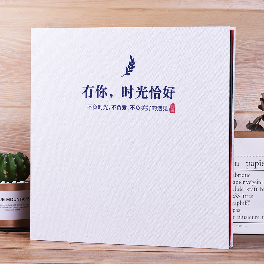 Creative Handmade Cotton Hemp Coated adhesive DIY phase Bench lovers Romantic Record Books White Card Hand-painted