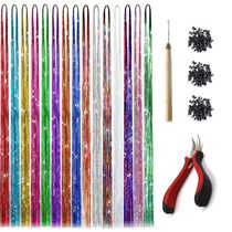 36inch Sparkle Hair Tinsel Rainbow Colored Strands Girls Hea