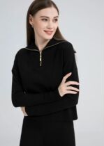 AS woman clothes knitting zipper collar ops and knitted skir