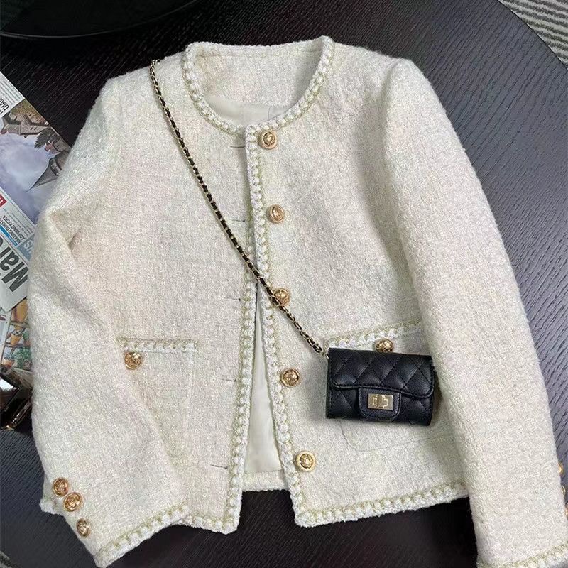 High-End Off-White Chanel-Style Quilted Jacket for Women, 2025 New Autumn and Winter Short Coat for Petite Elegant Ladies