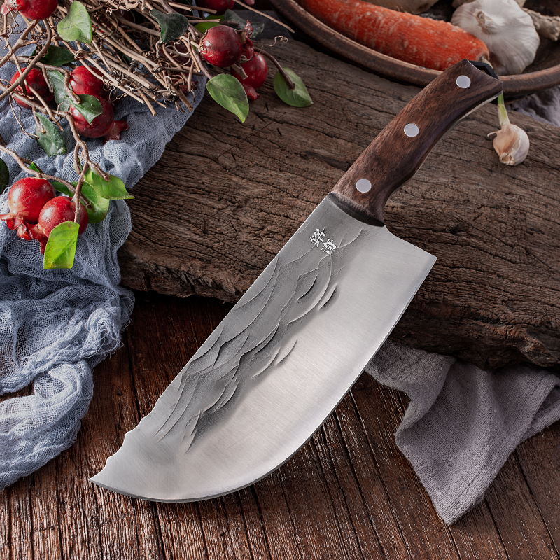 Hand-forged kitchen knife hammer pattern old Chinese household kitchen Yangjiang knife stainless steel chopping slice Longquan Paoding