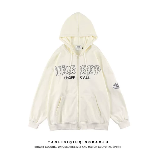 Ретро толстовка, осенний кардиган, парная одежда для влюбленных для отдыха, куртка, в американском стиле, с вышивкой, оверсайз