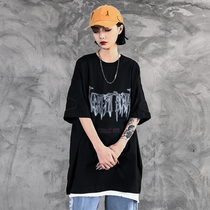 Ins Diablo High Street bf Lazy Hip Hop Print oversize Loose Top Cool Women's Short Sleeve T-Shirt