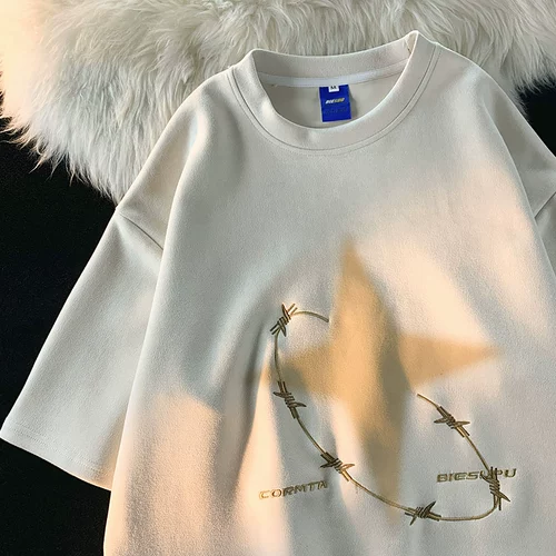 Ретро летняя футболка с коротким рукавом для влюбленных, в американском стиле, оверсайз