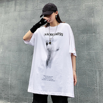 Summer hip-hop style shirt ins national tide brand white coat letter printing tee loose couple short sleeve T-shirt female
