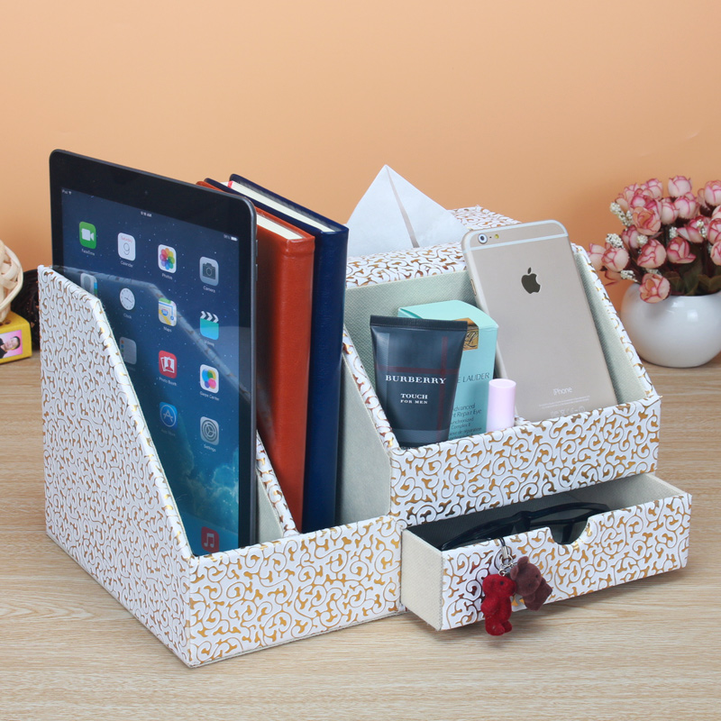 Creative Leather Multifunction Toilet Paper Box Drawer Desktop Bedroom Remote Control Book Finishing Containing Box Tissue Box