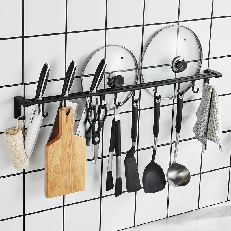Kitchen shelf Space aluminum hook spatula spoon shovel Wall-mounted pendant Knife holder Hanging rod pylons without drilling