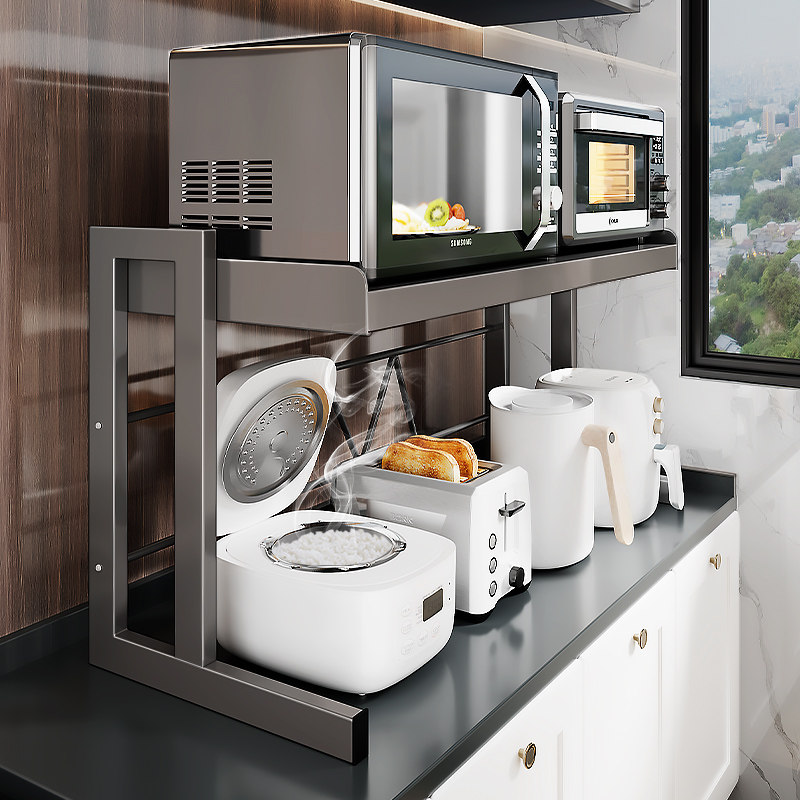 厨房置物架台面多功能微波炉电饭煲一体支架电器烤箱家用收纳架子