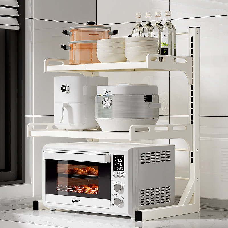 微波炉置物架厨房台面多功能伸缩电饭煲烤箱一体家用双层收纳支架