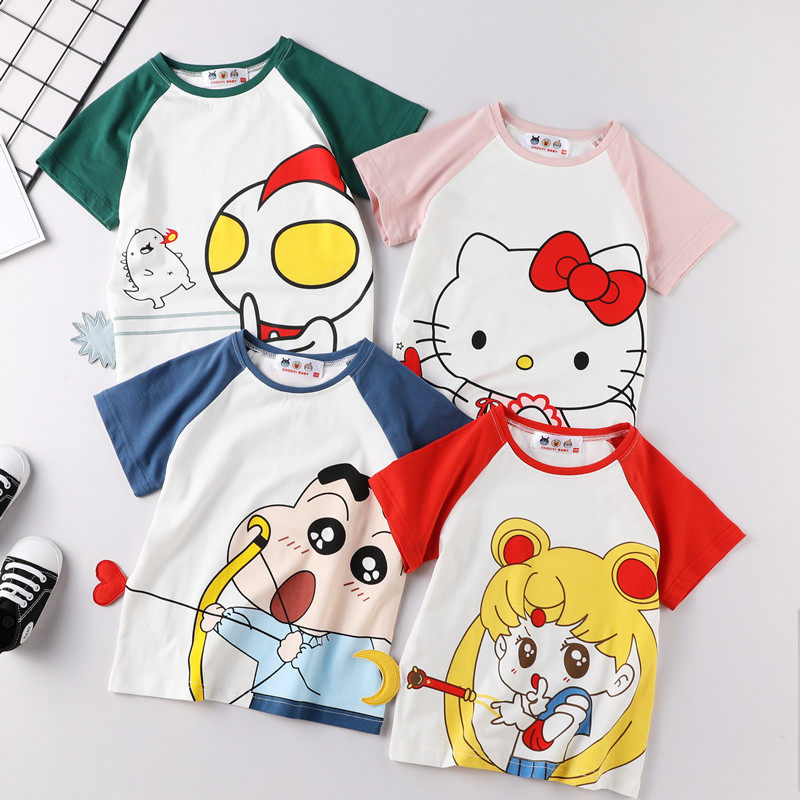 Not the same high-end pro-dress family of three short-sleeved mother-daughter dress cartoon T-shirt with summer load