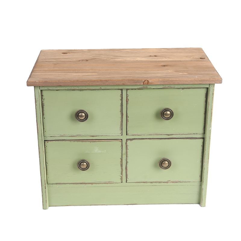 Falling in Love with Garden Groceries, Balcony Home Decor, Storage and Organization, Vintage Green Solid Wood Distressed Drawer Cabinet 88
