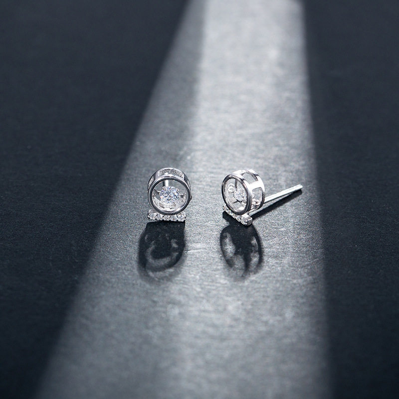 Tonbody 925 pure silver flash drilling hearse circular ear needle minimalist creative fresh gold secretary the same earring female temperament