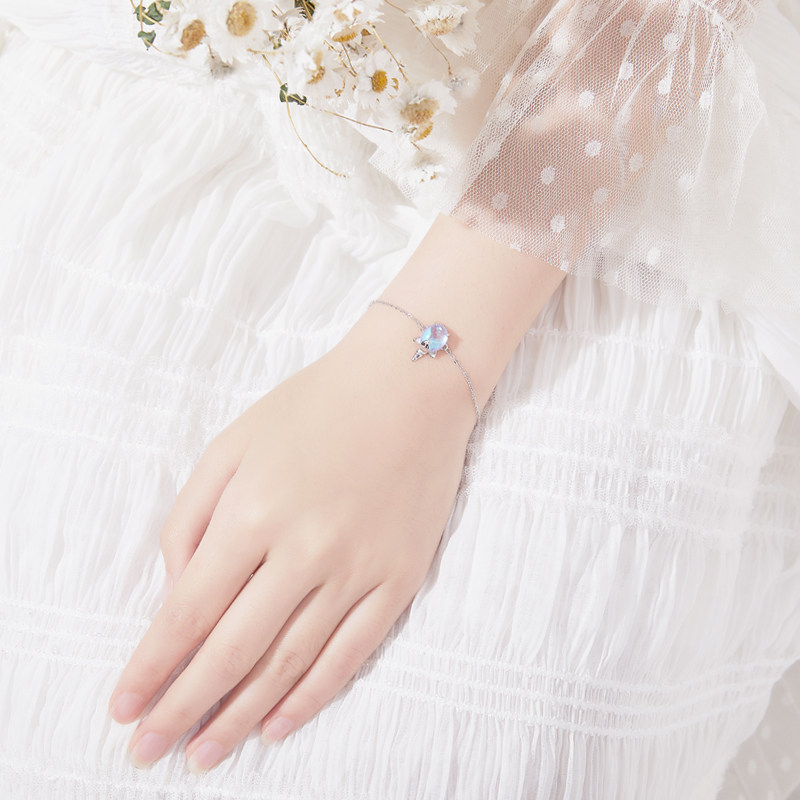 Handmade Woman Pure Silver S925 Lucky Unicorn Student Jane Joins Small Crowns Design Handstring Handstring Accessories Net Red Sen Ensemble