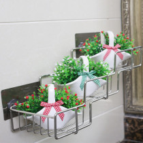 Excellent non-perforated non-marking adhesive stainless steel trapezoidal bathroom suction wall storage rack Bathroom Kitchen