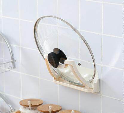 Non-perforated pot cover rack with water tray incognito wall-mounted hook Household kitchen shelf