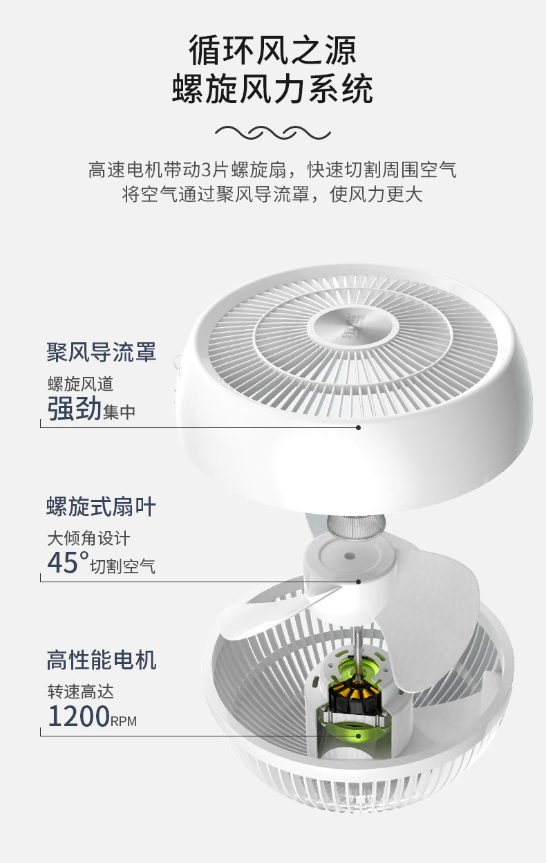红双喜 台地两用 空气循环扇 四档可调 图5