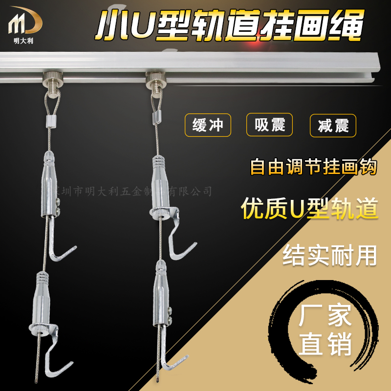 Hanging illustrator track steel wire rope hanging painting wire rope painting exhibition gallery adjustable hanging painting lifting hook hanging painting guide groove embedded style-Taobao