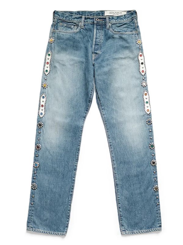 In-Stock Non-Kapital Gemstone Pants, Washed Denim Jeans with Heavy-Duty Buttons
