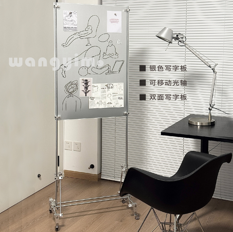 【Silver Eye Series】Silver Plate·Glass Optical Axis Stand Glass Display Board Exhibition Hall Studio Whiteboard Stand Design