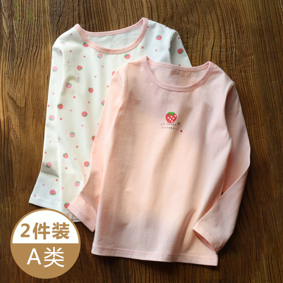 Girls' Autumn Clothes Category A pure cotton long-sleeved T-shirts children's bottoming shirts for older children spring and autumn bottoming clothes girls' spring tops