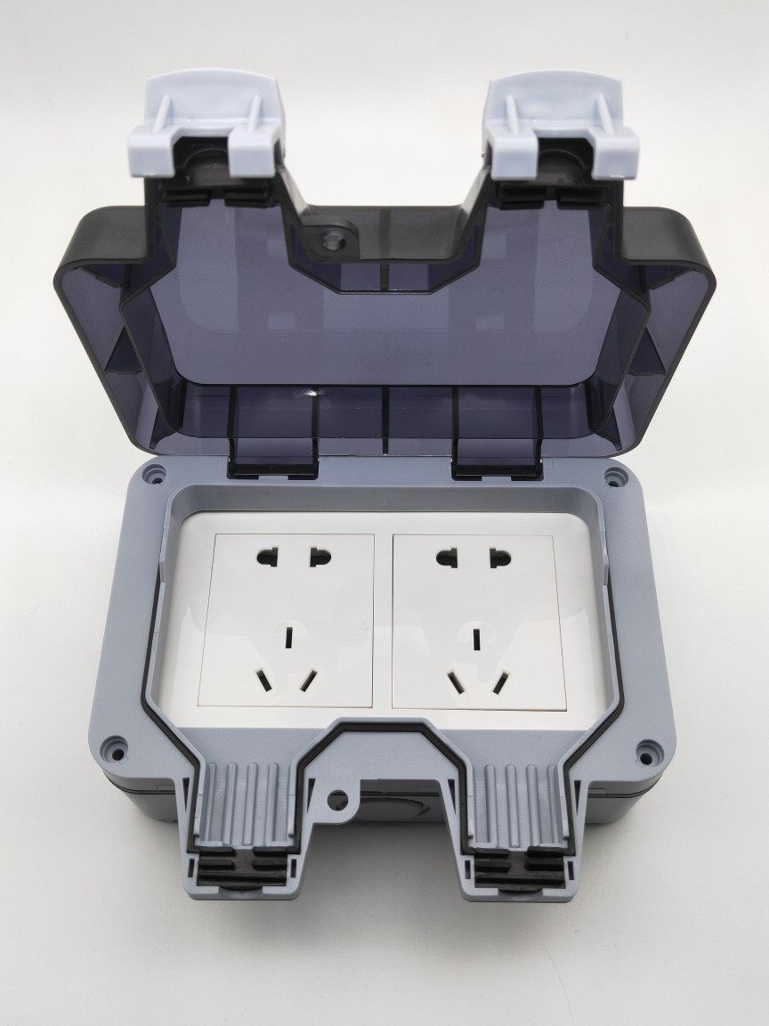 Outdoor waterproof socket outdoor 146 type surface-mounted rain-proof open-air ten-hole socket splash-proof junction box two-position five-hole