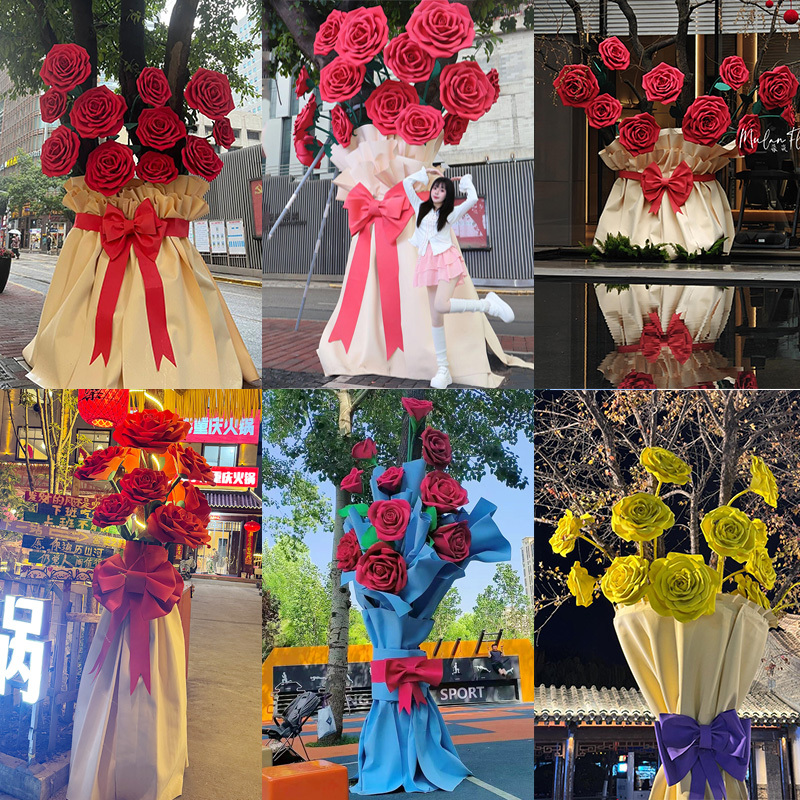 Giant Rose Tree Large Tree Decoration Outdoor Landscaping Bouquet Shopping Mall Tree Wrapping Arrangement Red Rose Tree Scenic Spot Tree Flower