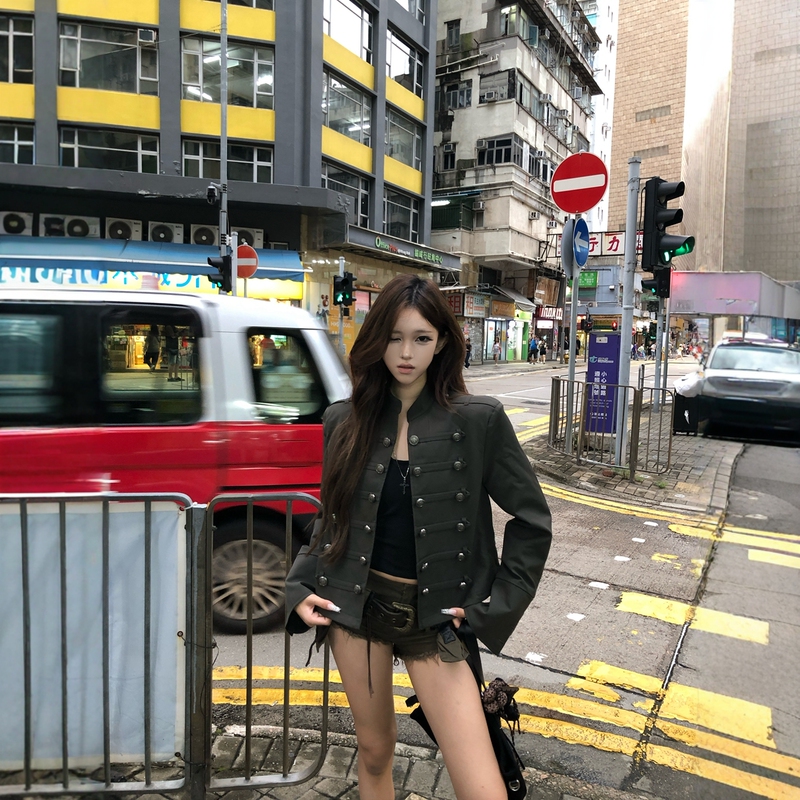 Poopylii Bubble Pear Vintage Court Style Stand Collar Short Jacket for Women, Autumn Button-Down Design, Chic Little Chanel Style Jacket