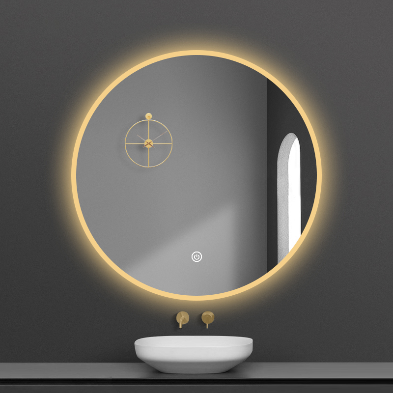 Home round mirror wall-mounted smart bathroom mirror dressing room with light led touch screen induction anti-fog luminous mirror