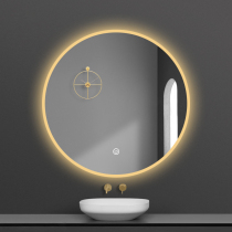 Household round mirror wall-mounted smart bathroom mirror bathroom with light led touch screen induction anti-fog luminous mirror