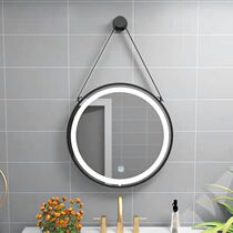 Light luxury round bathroom mirror aluminum alloy frame mirror sling round mirror bathroom makeup mirror decorative mirror Nordic