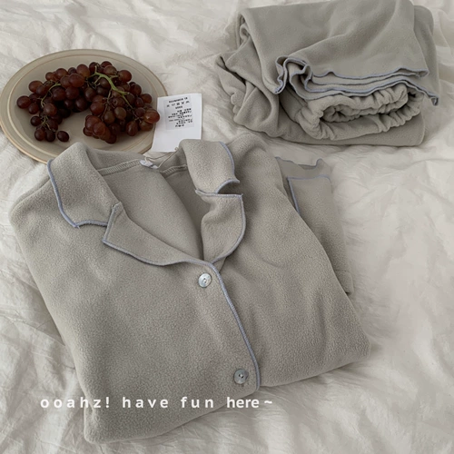 Бархатный японский брендовый лонгслив, штаны, пижама для отдыха, удерживающий тепло комплект